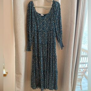 In Bloom Blue Floral Long Sleeve Dress